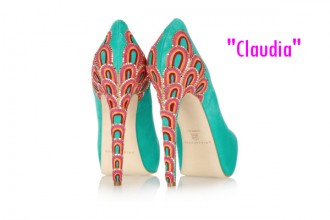 Lodičky Claudia s výrazně zdobeným podpatkem (14 cm). Cena 1,630 eur.