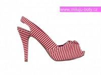 Červené pruhované lodičky na podpatku Hoyvoy