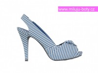 Modré pruhované lodičky na podpatku Hoyvoy